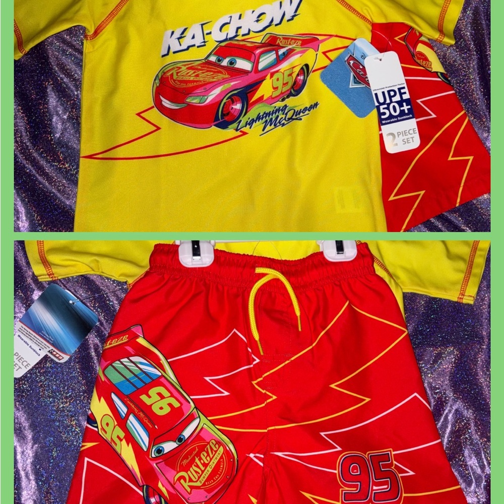 Disney Lightning McQueen Neon Swim Set